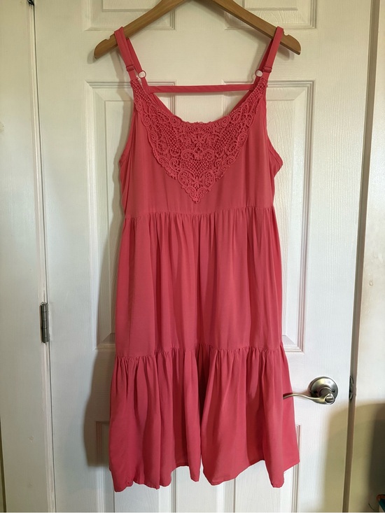 torrid Dresses & Skirts - torrid Coral Pink Crochet-Yoke Tiered Sundress